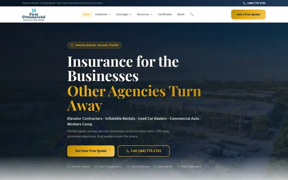 First Commercial Insurance website